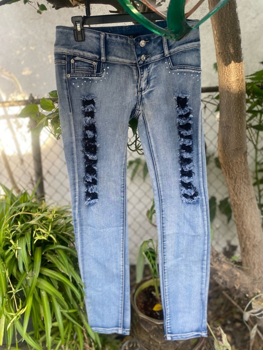Women's Light Blue Distressed Skinny Jeans